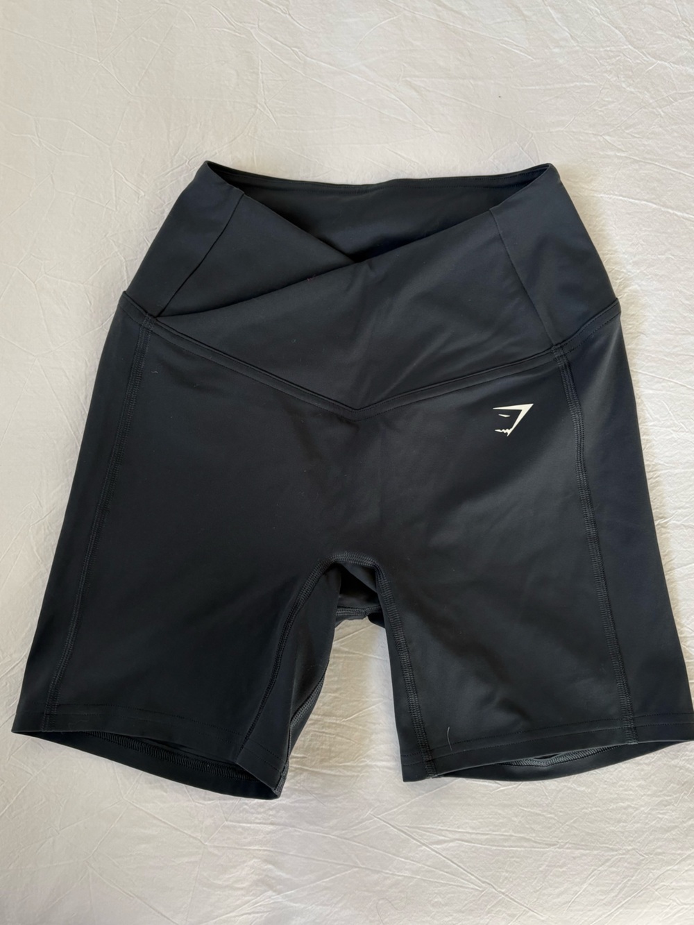 Gymshark Black High-Waist Biker Shorts with Subtle Logo